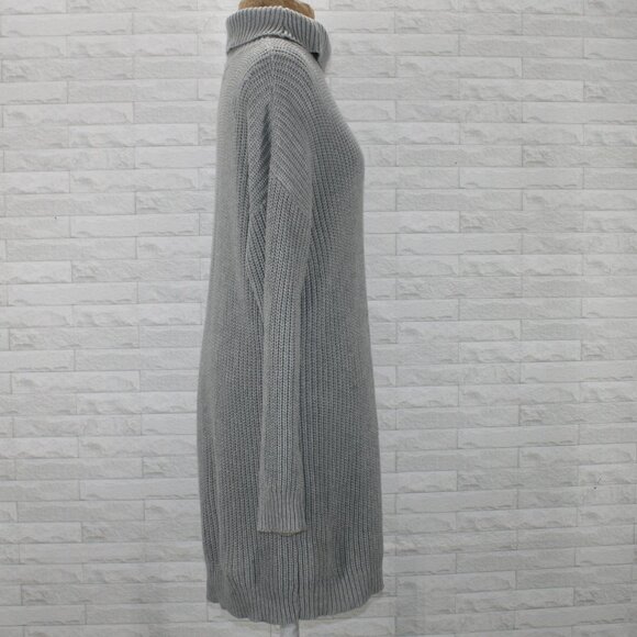 LOVERS & FRIENDS Sweater Dress Turtleneck Knit Neutral Chunky Gray XS - Picture 3 of 12